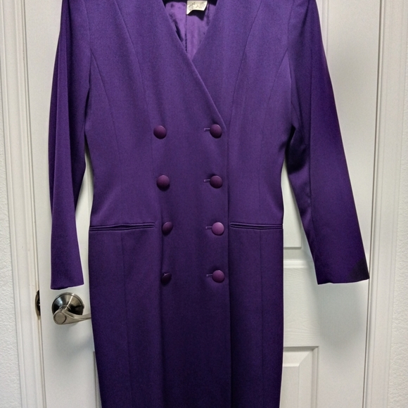 CLEARANCE SALE!!  Vintage Purple Double-Breasted Coat Dress - Picture 2 of 14